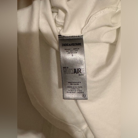 ZADIG AND VOLTAIRE Skinny L'amour Est Déclaré T-Shirt - Picture 5 of 6